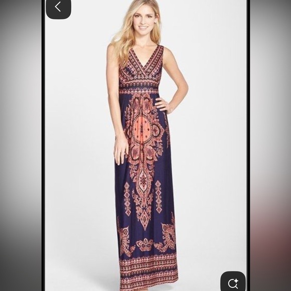 FELICITY & COCO Boho Dress Multi color Floral  Sleeveless Stretch Maxi Size S - Picture 6 of 10